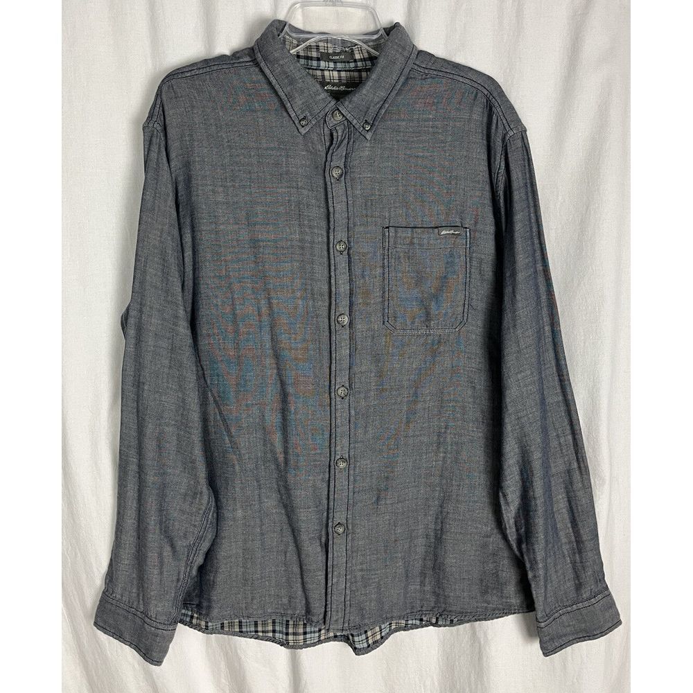 EDDIE BAUER Classic Fit Men Size XL Shirt Double Layer  Warm‎ Blue